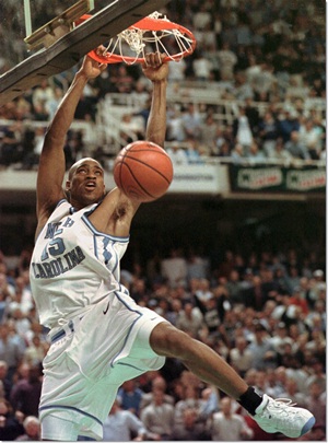 Watch: Rare Vince Carter Dunks on Tim Duncan, Bends Rim At UNC