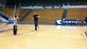 Northwestern’s Kevin Coble’s 65 Foot Trick Shot With Broken Foot
