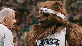 Utah Jazz Mascot Fights Cavaliers Fan