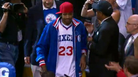 Allen Iverson Brings Out Game Ball to Standing Ovation in Philadelphia (VIDEO)