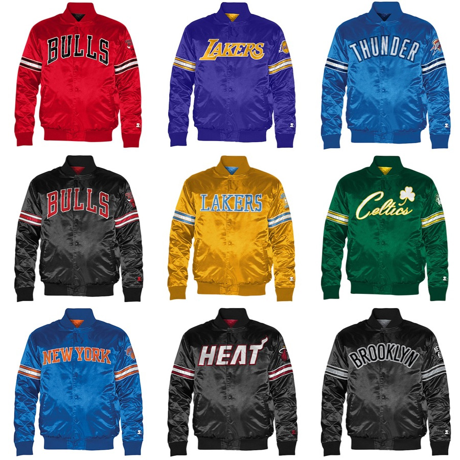 lakers satin starter jacket