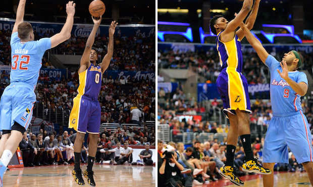 Nick Young Wearing Black Supreme Nike Foamposite One During Lakers Clippers Game