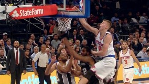 kristaps porzingis with nasty dunk