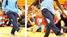 Michael Jordan Wears 1-of-1 Air Jordan XI Inspired By Charlotte Bobcats Colors At Flight School Basketball Camp