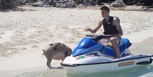 Photo of the Day: Andrei Kirilenko Feeding a Pig from a Jetski?