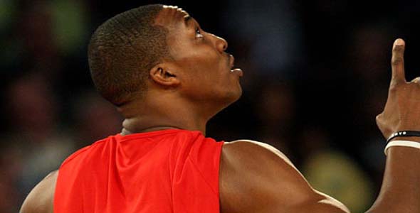 Dwight Howard Dunks and Pulls Down the Shot Clock