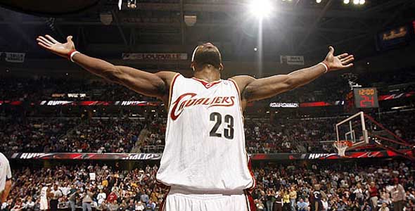 Lebron James HUGE Block On Brandon Roy Into Stands [Video]