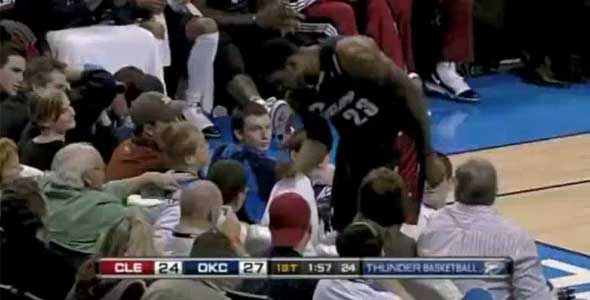 Lebron James Scores Then Steals a Fans Fries!