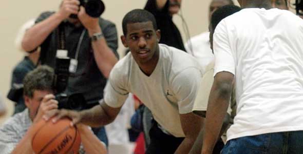 Chris Paul Hits Incredible Trick Shot Off the Roof, Floor, and Backboard