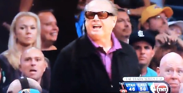 Jack Nicholson Flips Off Refs at Laker Game