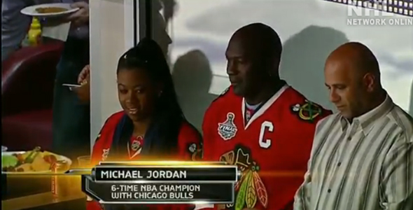 Michael Jordan Attends Chicago Blackhawks Game #5