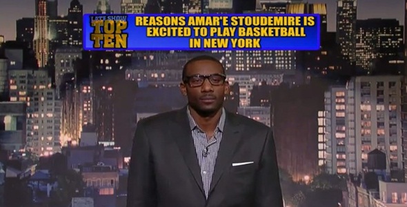 Late Show’s Top Ten Reasons Amare Is Excited To Be A NY Knick