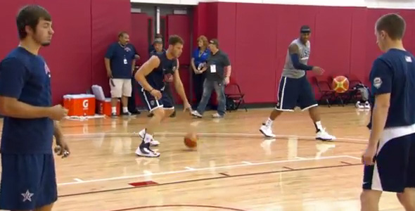 Melo Teaches Griffin Step Back Move