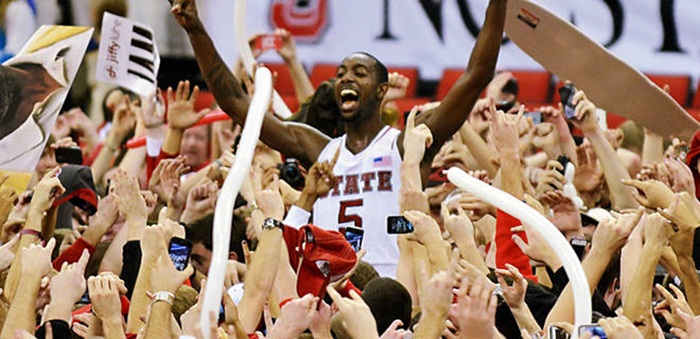 NC State Fans Rush The Court After Beating #1 Duke (Video)