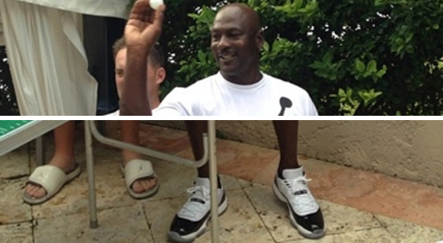Michael Jordan Plays Beer Pong In Miami Wearing Unreleased Air Jordan XI Lows