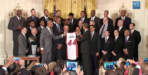 Look: Miami Heat Visit White House, POTUS in Top Form (Gallery)