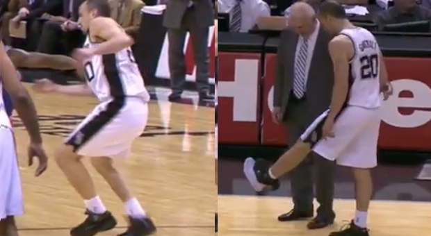 Manu Ginobili Tears Thru Bottom Of Nike Air Max Closer V During Spurs/Pistons Game
