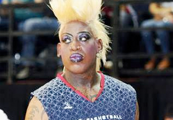 Watch: Dennis Rodman Plays Legends Game Dressed as Drag Queen