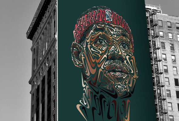 Look: Cool Lebron Portrait Using Nike Swooshes by German Artist