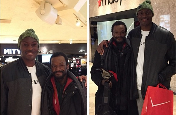Bismack Biyombo Buys Clothes, Dinner for Homeless Man